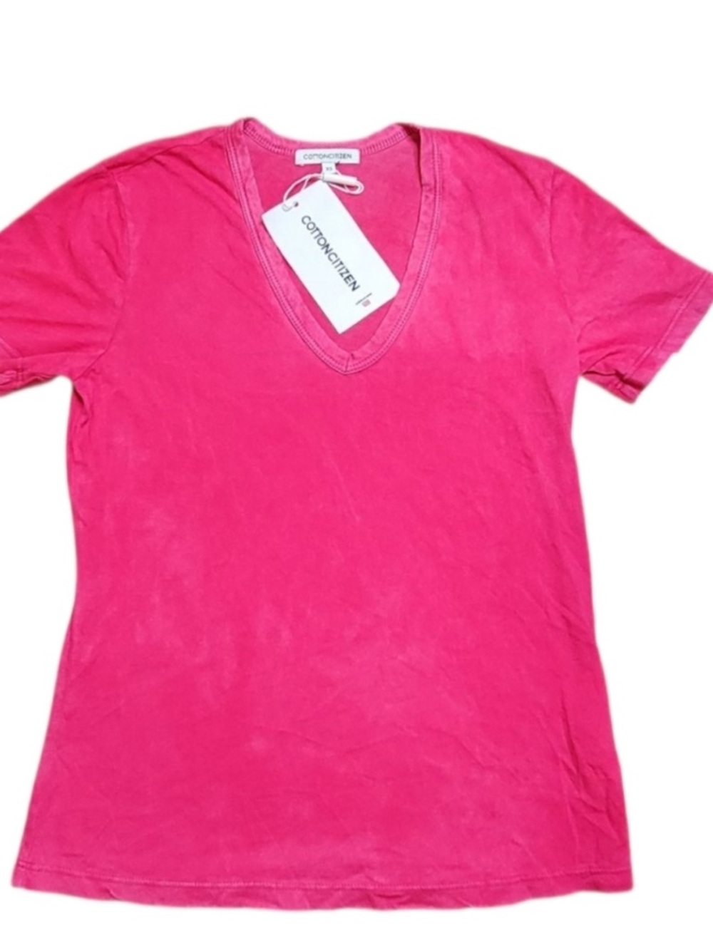NWT COTTON CITIZEN Pink V-Neck Women's Tee xs supima soft American made